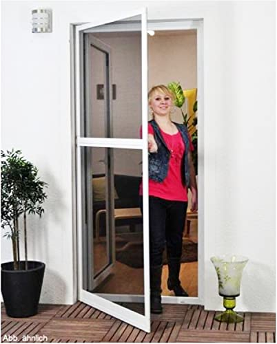 Basis Fliegengitter für Tür als Alubausatz mit Fiberglasgewebe - Profi Insektenschutz Gaze - 100 x 210 cm (anthrazit) inkl. Scharnierkleber