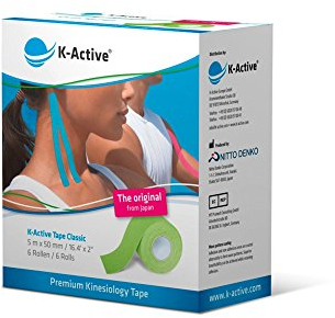 K-Active Kinesiologie Tape Classic GRÜN, wasserabweisend und hypoallergen, 50 mm x 5 m, 6er Box