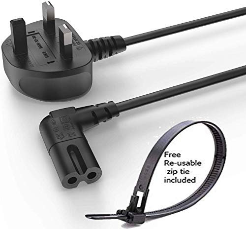 Agagadgets, Right Angle 2M Long Mains Replacement Power Cable For LG 4k UHD Flat TV Toshiba Soni PS4 PS5 Sharp Panasonic LED Flat TV Printer Sky box, Sky Plus+ HD Box