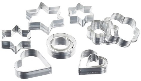 Zenker 12er Ausstecher-Set, Ausstechformen für Plätzchen, Kekse und Fondant, unterschiedliche Größen und vielfältige Motive, Menge: 1 x 12er Set