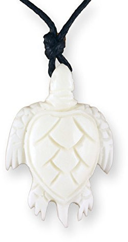 Island Piercings Handgefertigter Amulett Anhänger Schildkröte aus Knochen inkl. Band PB354