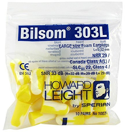 BILSOM Unisex b.Oreille Foam by 10 Pairs - SNR 33 db Ear Plug, Yellow/White, One Size
