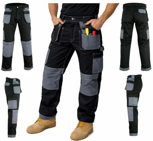 GRS Multi Pockets Mens Combat Cargo Work Trouser with Knee Pad Pockets (Various Sizes and Colours: 28 - 50)