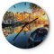 Modern Wanduhr Kanal Boot Amsterdam Wasser 30x30cm Rund Klein Wand Uhr Glas Analog Zimmeruhren Küche Büro Wohnzimmer Glasuhr Wall Clock Dekoration Design Wanddekoration Küchenuhr C3AR30x30-2857