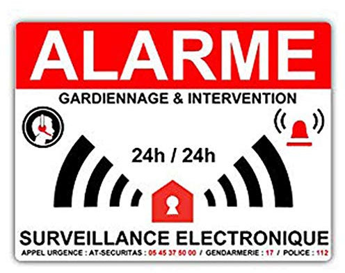 Autocollant.fr - Stickers Alarme Maison - 8 x 6 cm - PVC - Sécurité/Avertissement