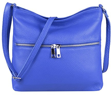 OBC Damen Leder Tasche Cross Body Schultertasche City Bag Crossover Umhängetasche Henkeltasche Clutch Ledertasche Damentasche (Königsblau 28x26x2 cm)