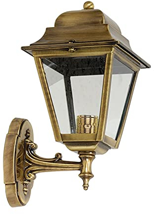 Licht-Erlebnisse Messing Wandlampe IP43 Rustikal wetterfest PAXI Außenleuchte Laterne Haustür außen Terrasse Hof
