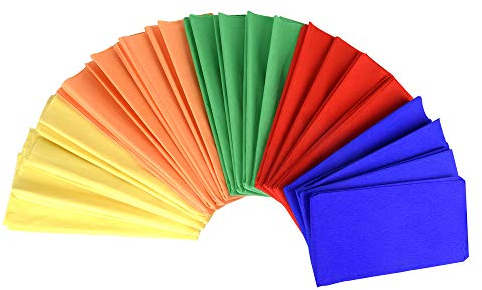 ewtshop® Lot de 20 feuilles de papier crépon au format 50 x 180 cm en 5 couleurs différentes pour fête, décoration, bricolage et fleuriste