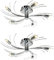 Set of Modern Silver Polished Chrome Swirl 5 x 28W Flush Ceiling Light