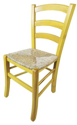 ZStyle, Stuhl Venedig, farbiges Holz, Stroh, für Restaurant, Agrotourismus, Küche, Haus -Grün, Blau, Gelb, Rot (Gelb)