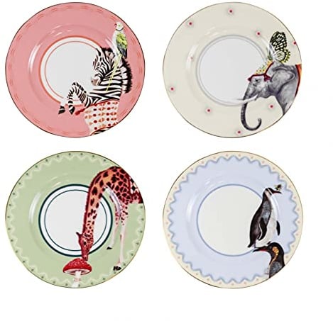 YVONNE ELLEN Stunning Animal Plates in Fine Bone China (Carnival Animal Tea)