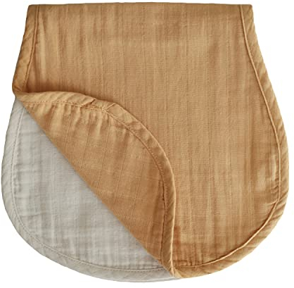 Mushie Spucktuch 2er Packung | Baby Tuch aus 100% Bio-Baumwolle | 55x25 cm | Maschinenwaschbar | Sichere & Hochwertige Baby Zubehör für Kleinkinder & Babys | Fall Yellow/Fog