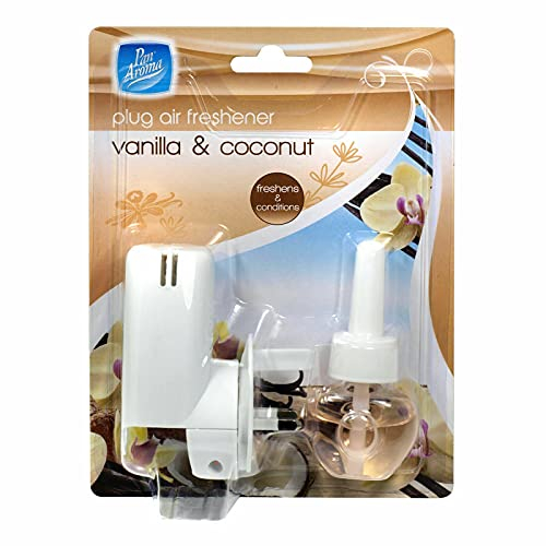 Pan Aroma Plug in Air Freshener With Liquid Refill Choice Of Different Fragrance (Vanilla & Coconut)