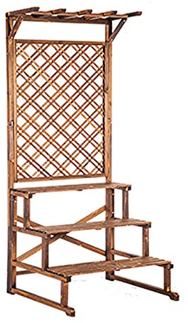 Plant Stand, Large Freestanding Garden Lattice Wooden Planter for Outdoor Garden Yard Patio, Rectangular Shape Pot Plant Raised Bed Trellis for Climbing Plants,Natural,90x70x200cm