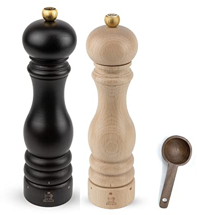 Peugeot Paris u'Select Salt & Pepper Mill, Inch, Chocolate/Natural - With Wooden Spice Scoop (9 Inch)