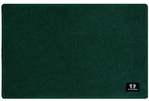 RTBQJ-AT Badematte rutschfest Saugfähiger Badezimmerteppich Mikrofaser Weicher Badvorleger Maschinenwaschbar Öko-Tex 100 Zertifiziert 40x60cm, Dunkelgrün