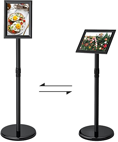 AllesCosy® Infoständer Höhenverstellbar Edelstahl Informationsständer DIN A4 297x210mm Plakatständer Präsentationsständer Werbeständer (Schwarz, A4)