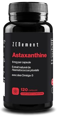Reines Astaxanthin 8 mg - aus Haematococcus pluvialis - 120 Kapseln | mit Omega-3 für Bessere Absorption - Eigene Rezeptur, Glutenfrei - 1 täglich, 4 Monate - Zenement