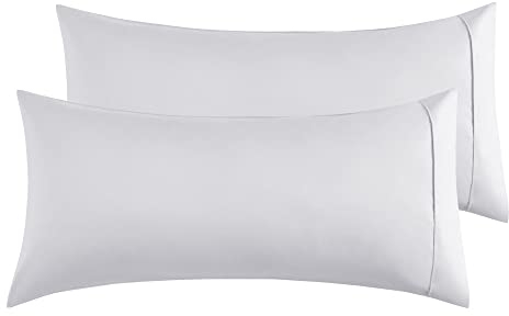 Kissenbezug 50x90 cm 2er Set - Kopfkissenbezug Mikrofaser Premium Superweicher - Kissenhülle 50x90 cm - Hellgrau