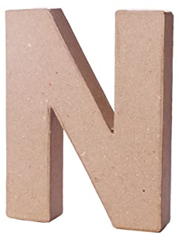 Buchstabe N Pappmaché mit hohem Volumen, 10 cm. Dicke 1,7 cm.