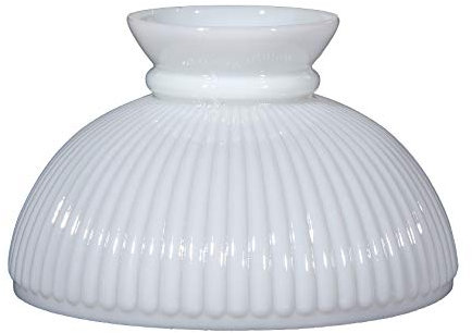 B&P Lamp® Lampenschirm für Schüler, 25,4 cm, Glas, geriffelt, mit einfarbiger Oberseite, Weiß