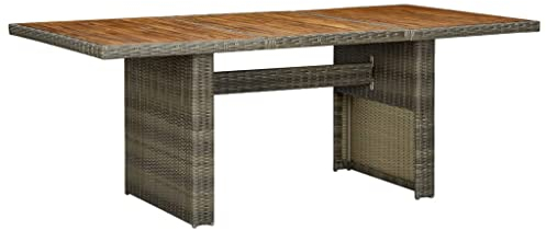INLIFE Gartentisch Braun Poly Rattan und Akazie Massivholz