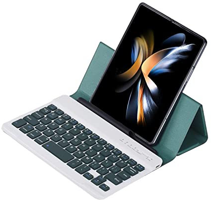 FTRONGRT Folding Case with Keyboard for Samsung Galaxy Z Fold 4 5G, with S Pen Slot, Portable Bluetooth Connectivity Keyboard, Leather Keyboard Case for Samsung Galaxy Z Fold 4 5G-Green