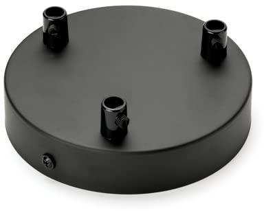 Baldachin mit 3 Kabelauslässen Abdeckung (Ø 120 mm), Deckenbaldachin für Hängeleuchte, Metall, schwarz