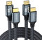 CABNEER Câble HDMI 2.1 8K 3 meters 2 Pièces, 48Gbps Haute Vitesse Câble HDMI Tressé, 8K@60Hz, 4K@120Hz/144Hz, Supporte pour Dolby Vision, eARC, HDCP 2.2/2.3, HDR, Compatible HDTV Moniteur et Plus