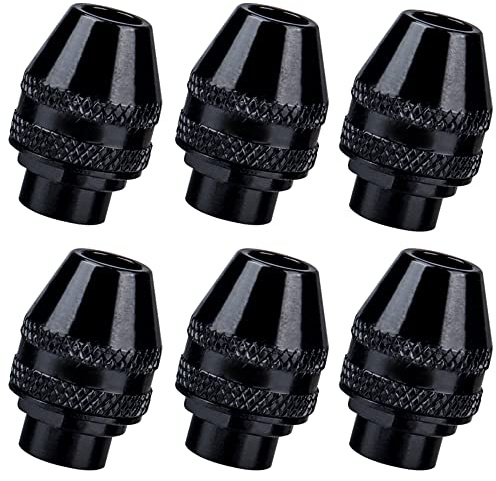 Mesee 6 Stück Multi Bohrfutter ohne Schlüssel Universal Schnellwechselfutter 0,8-3,2 mm Mini Bohrfutter Ersatz Adapter für Schleifmaschine Elektrisch Graviermaschine Drehwerkzeuge 4486