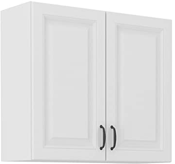 Mirjan24 Küchenschränke Retroline Unterschrank Hängeschrank Spülenunterschrank Herdumbauschrank Eckunterschrank Backofenschrank Küchenzeile (Weiß, Hängeschrank 80 G-72 2F)