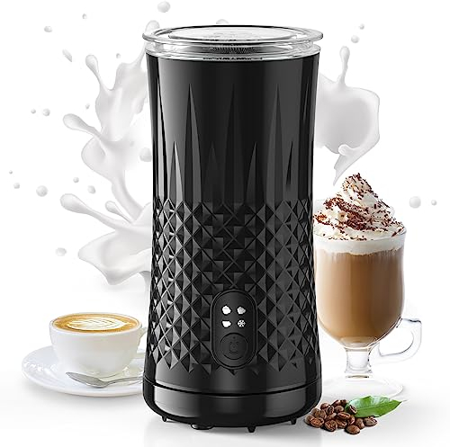 Espumador de Leche Eléctrico, HAPPHOOH 4 en 1 Espumador Batidor de Leche 260ml Espuma Caliente/Frío, Apagamiento Automático Calentador Leche Milk frother para Café Latte Capuchino Chocolate