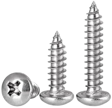 FandWay Viti Autofilettanti a Testa Bombato,Viti Per Legno Croce M3x8/10/12/16/20mm,Viti Testa Tonda a Phillips Completa Filettatura Inox A2 V2A per Mobili Garage Casa DIY (25 per dimensione)
