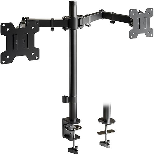 ATHLETIC Support Ecran PC 2 Ecran pour Moniteurs de 13-27 Pouces, Bras Ecran PC Réglable en Hauteur, Inclinable, Rotatif et Pivotant, Charge Maximale de 8kg par Bras, 2 Options de Montage.