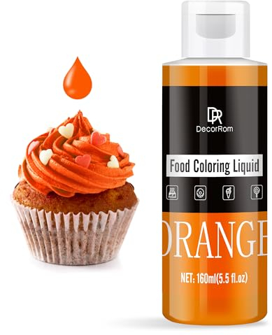 Lebensmittelfarbe - 160ml Flüssige Konzentrierte Lebensmittel Farben für Kuchen Dekoration, Backen, Kekse, Macaron - Zuckerfrei Food Coloring für Getränken, Tortendeko, DIY Slime, Osterei (Orange)