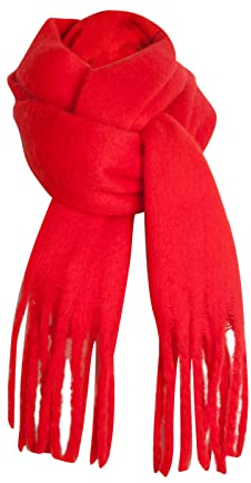 Stafeny Dicker Winter Schal Damen - Klassischer Gestrickter Deckenschal aus Hochwertigem Kaschmirimitat, Extralanger Kuscheliger Winterschal als für Frauen (Rot)