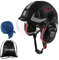 HEARMOR Casco protettivo 3 in 1 con protezione dell'udito e visiera, certificato EN 397, gancio a 6 punti, ideale per industria e edilizia, colore: nero