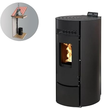INTERSTOVES - Pack INTERSTOVES Poêle à granules LEANDRO 9 Etanche + Kit Conduit Vertical 80/125 - Noir