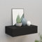 FENLAX Étagère murale à tiroirs 40 x 23,5 x 10 cm en MDF, métal noir, avec tiroir, étagère flottante, avec tiroir, tiroir suspendu, mur de salon, armoire suspendue moderne