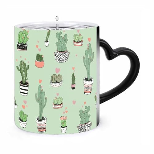 ducanll Kaffeetassen aus Keramik, Motiv: Kaktus, Liebe und Umarmung, 325 ml, Kaffeetasse, Kaffeegläser - Geschenke für Mutter, Schwester, Valentinstagsgeschenk, witziges Geschenk für Erwachsene