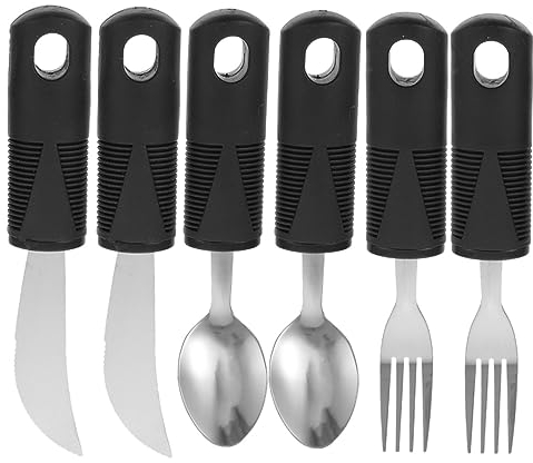 Zerodeko 6stücke Teiliges Anti-rutsch Besteckset Für Senioren Ergonomische Adaptive Utensilien Mit Weichem Griff Für Sicheres Bei Handzittern Und Mobilitätseinschränkungen