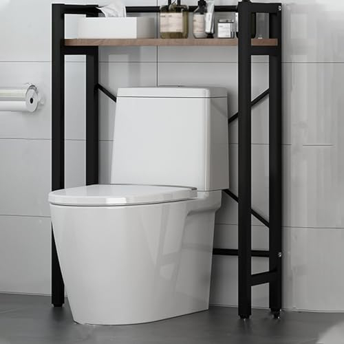GAMAK Scaffale Lavatrice Salvaspazio Basso, Mobile sopra Lavatrice Salvaspazio, Mensola da Bagno a 3 Ripiani sopra la Toilette, Organizzatore per Il Bagno (Color : Black, Size : 1 Tier)