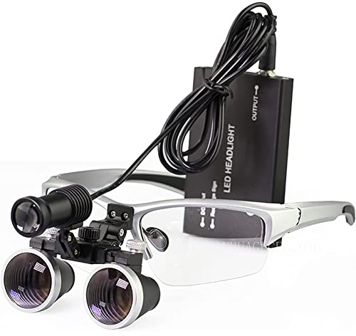Dentist Lupenbrille Mit Licht Werkzeuge Fachmann Betrieb Binokular Lupen Surgical Brillenlupe Für Zahnarzt Kopf Montiert Loupes Optisches Glas Verwendung Der Kosmetischen Chir(Size:3.5X,Color:Silver)