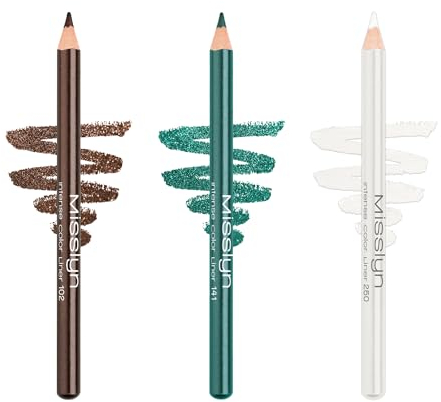 Misslyn Matita per Occhi senza Sbavature, Set da 3 per Trucco a Tinta Intensa e Colorata - Set da 3