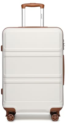 Kono Valise Rigide légère en ABS avec 4 Roues pivotantes et Serrure TSA, Crème, Blanc, 24 (61 cm), Mode
