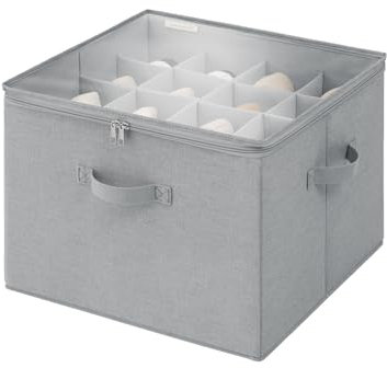 StorageWorks Schuhaufbewahrungsbox mit Deckel, Schuhaufbewahrung platzsparend für bis zu 16 Paar Schuhe, große Schuhaufbewahrungsboxen, Stoff-Schuhorganizer mit verstellbaren Trennwänden, grau
