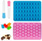 Lot de 2 moules en silicone pour oursons en caoutchouc, avec 2 compte-gouttes, moule en silicone anti-adhésif, moule en silicone en forme de cœur, réutilisable, pour bonbons et chocolats, 55 cœurs/50