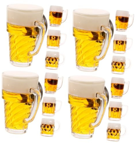 PRETYZOOM 16 Stk Bierglas-Anhänger Biergläser bier tasse Bierkrug für Fotografie Bierkrug-Modell bierbecher beer stein Wein Tassen Mini-Schnapsflaschen Mini-Bierkrüge Layout- Plastik