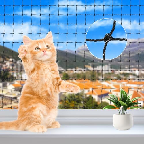 Rete Gatti Balcone, 6 X 3 M Rete per Gatti, Rete Protezione Gatti Balcone, Rete per Gatti Rinforzata con Filo di Acciaio per Balconi, Finestre, Terrazzo