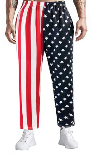 KARAZZO Sporthose mit amerikanischer Flagge, für Herren und Damen, Sporthose, 4. Juli, amerikanische Flagge, lange Hose mit Taschen, Blau, XXL